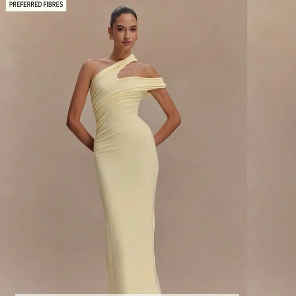 Meshki | Dresses | Meshki Anastasia One Shoulder Pale Yellow Dress |  Poshmark